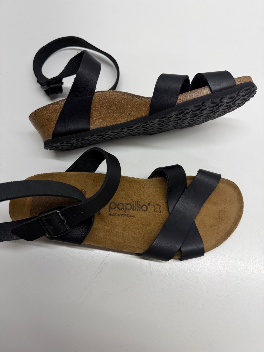Birkenstock Papillio Lola Leather Wedges Open Toe Sandals Shoes Black Womens 7